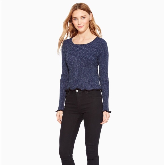 Parker Hillary Sparkly Green Blue Fuzzy Sweater - Picture 3 of 15